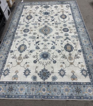 Picture of 6x9 Washable Area Rug - Blue/Tan/White