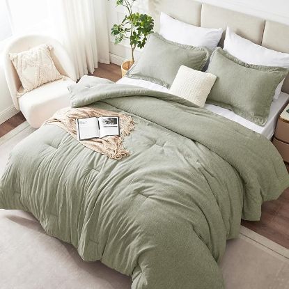 Picture of CozyLux Cationic Full Size Comforter Set -  Olive Green