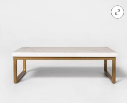 Picture of Threshold™ 13.4" x 8.4" x 4.1" Marble Serving Stand - Gold