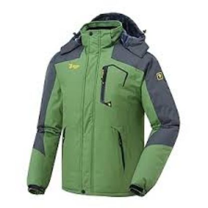 Picture of Men's Hooded Ski Snow Jacket-Green-Large