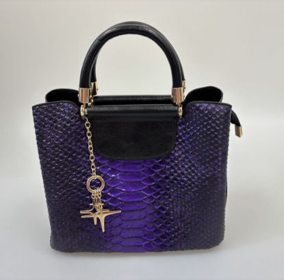 Picture of Patent Leather Snake Pattern Handbag - Purple