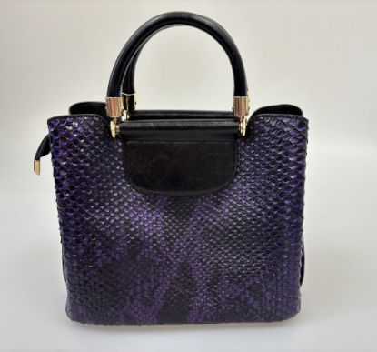 Picture of Patent Leather Snake Pattern Handbag - Purple