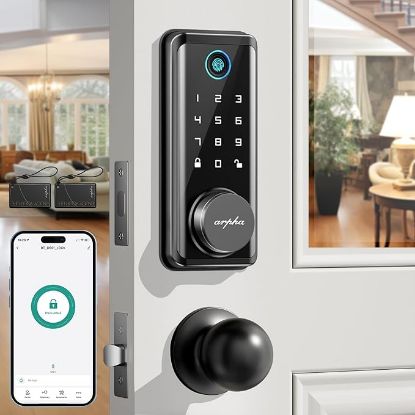 Picture of ARPHA Keyless Entry Door Lock Deadbolt with Handle Set-HAS A FEW SCRATCHES