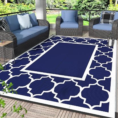 Picture of GENIMO 6' x 9' Rectangular Outdoor Rug - Navy Blue/White