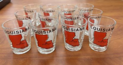Picture of Set of 12 Map of Louisiana 2 oz Shot Glasses