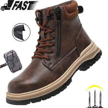 Picture of Men's Steel Toed Safety Boots - Brown - Size 42(U.S. size 8.5-9)