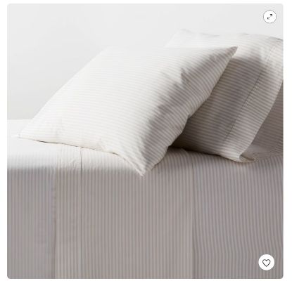 Picture of King Organic Percale Sheet Set Khaki/White Stripe - Threshold™