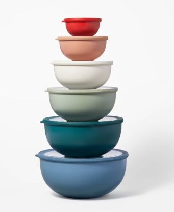 Picture of 12pc (set of 6) Plastic Mixing Bowl Set with Lids - Figmint™