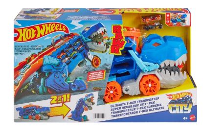 Picture of Hot Wheels City Ultimate T-Rex Transporter Hauler Transforms into a Dino Featured in Lets Race