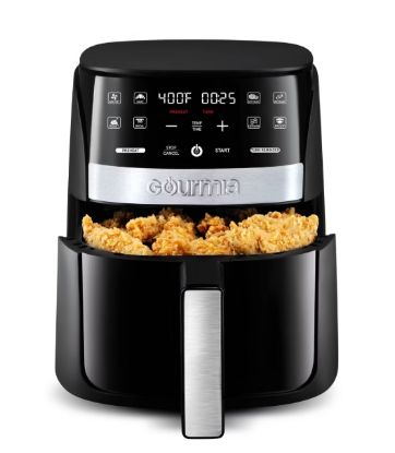 Picture of Gourmia Digital 3qt Air Fryer with Guided Cooking Prompts Black/Stainless Steel Finish