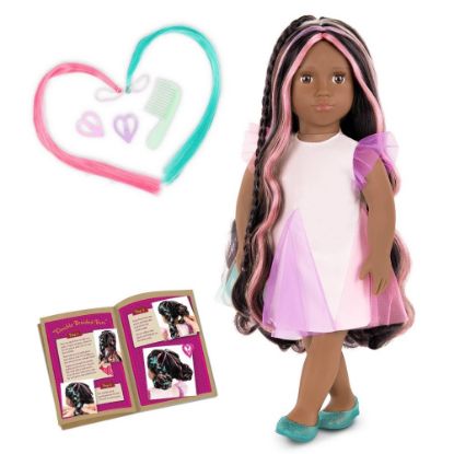 Picture of Our Generation Tasha 18" Rainbow Hair Grow Doll with Hair Clips and Styling Book Accessories