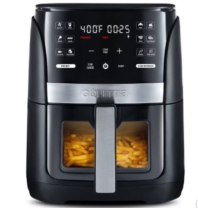 Picture of Gourmia 6qt Digital Window Air Fryer with 12 Presets & Guided Cooking - Black: Stainless Steel