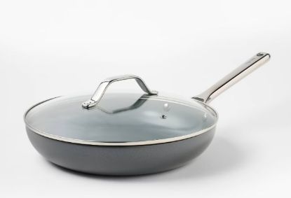 Picture of 12" Nonstick Ceramic Coated Aluminum Fry Pan with Cover Dark Gray - Figmint™
