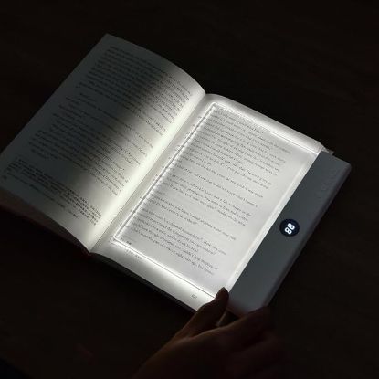 Picture of Rechargeable Clear LED Flat Book Light for Reading in Bed at Night - White
