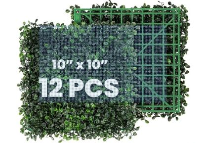 Picture of Grass Wall 12 Pack 10"x10" Artificial Boxwood Hedge Wall Panels