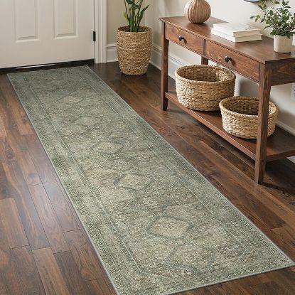 Picture of GENIMO 2' x 10' Non Slip Hallway Runner Rug - Sage/Blue