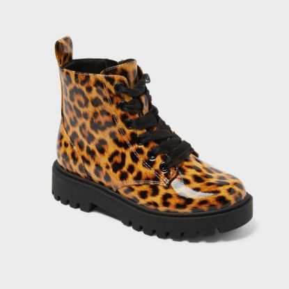 Picture of Kids' Kayden Lug Sole Lace-up Zippered Booties - Art Class™ Tan(Leopard Print) - Size 4