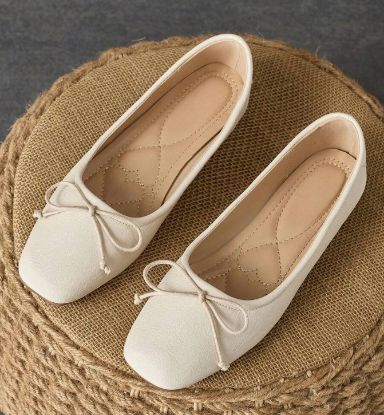 Picture of Women's Square Toe Shoes - Cream - Size CN37(U.S. size 6.5)