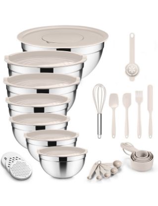 Picture of 33-pc Mixing Bowls with Lids Set - Khaki