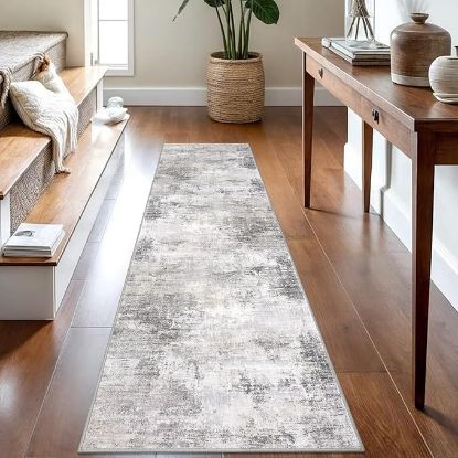 Picture of Abstract Runner Rug 2x8 Ft - Gray/White/Black