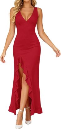 Picture of Women's Maxi Dress with Slit - Red - Size XL
