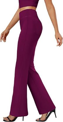 Picture of DLOODA Women's Bootcut Dress Pants - Berry - Size Large