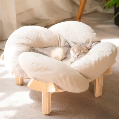 Picture of CheerPals Elevated Flower Cat Bed -Wood