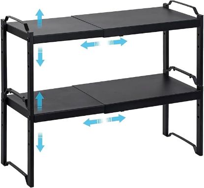 Picture of 2 Pack Expandable Cabinet Countertop Shelves - Black
