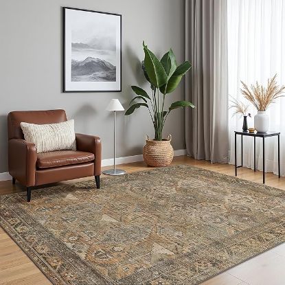 Picture of 4' x 6' Washable Area Rug - Sage/Taupe