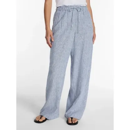 Picture of Time and Tru Women's Wide Leg Linen Blend Pants - Stadium Blue - Size XS (0-2)