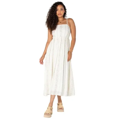 Picture of Women's Bridgerton Celebrity Tie Back Midi Dress - Cream/Pink Floral Print - Size Large