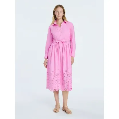 Picture of Women's Free Assembly Cotton Eyelet Maxi Shirtdress - Tickled Pink - Size XS (0-2)