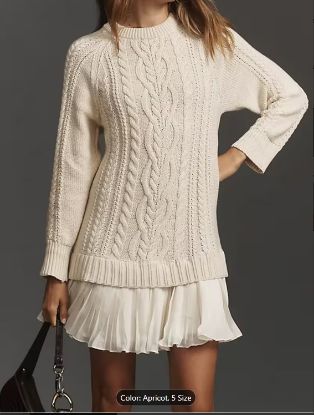 Picture of Preppy Style Pleated Combo Dress - Apricot - Size Small