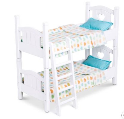 Picture of Melissa & Doug Mine to Love Wooden Play Bunk Bed for Dolls, Stuffed Animals - White