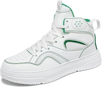 Picture of Men's High-Top Sneakers- White/Green -Size 39 (U.S. Size 6.5)