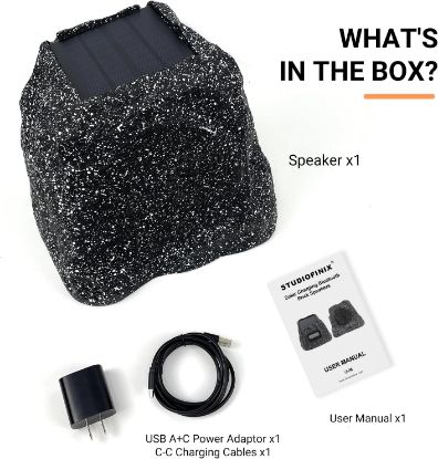 Picture of STUDIOFINIX 6.5" Solar-Powered Outdoor Rock Bluetooth Speaker - Dark Gray