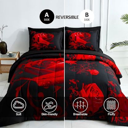 Picture of WONGS BEDDING Red Reversible 7-pc Comforter Set - Queen