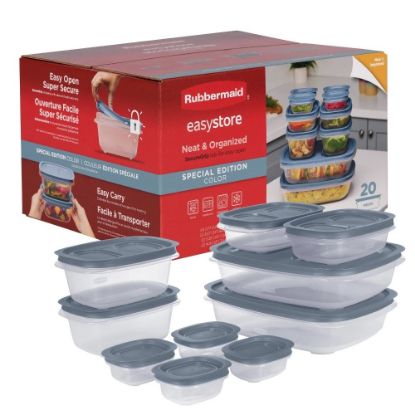 Picture of Rubbermaid Easy Store 20pc Large Rectangle Food Storage Container Set - Lakeside Blue