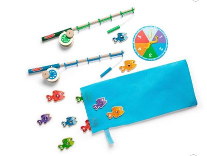 Picture of Melissa & Doug Catch & Count Wooden Fishing Game with 2 Magnetic Rods