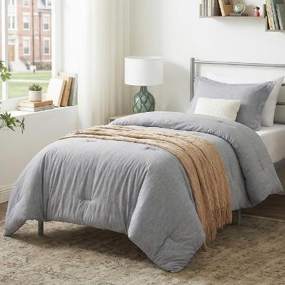 Picture of CozyLux Twin Comforter Set - Heathered Light Grey