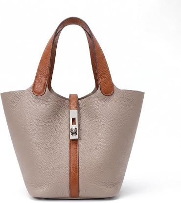 Picture of Vegan Leather Bucket Purse for Women - Cream/Beige