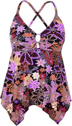 Picture of Women's Firpearl Tankini Bathing Suit Top - Red Floral - Size US 14