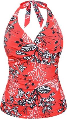 Picture of Hilor Women's Underwire Tankini Top - Red & White Floral - Size US 16