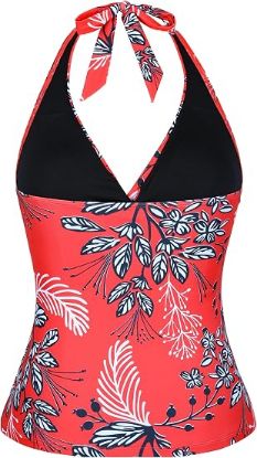 Picture of Hilor Women's Underwire Tankini Top - Red & White Floral - Size US 16