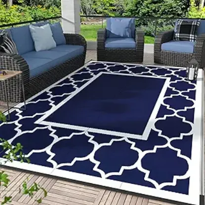 Picture of GENIMO 9' x 12' Outdoor Rug - Navy Blue & White