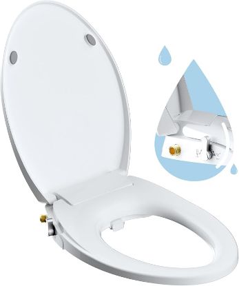 Picture of Hibbent Elongated Bidet Toilet Seat with Slow Close -White
