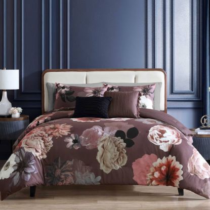 Picture of Hallmart Collectibles 5pc Full/Queen Vita Velvet Floral Bedding Set - Purple