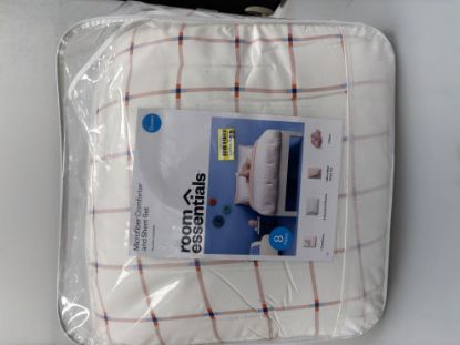 Picture of Room Essentials™ 8pc Queen Microfiber Comforter and Sheet Set - Pink Grid